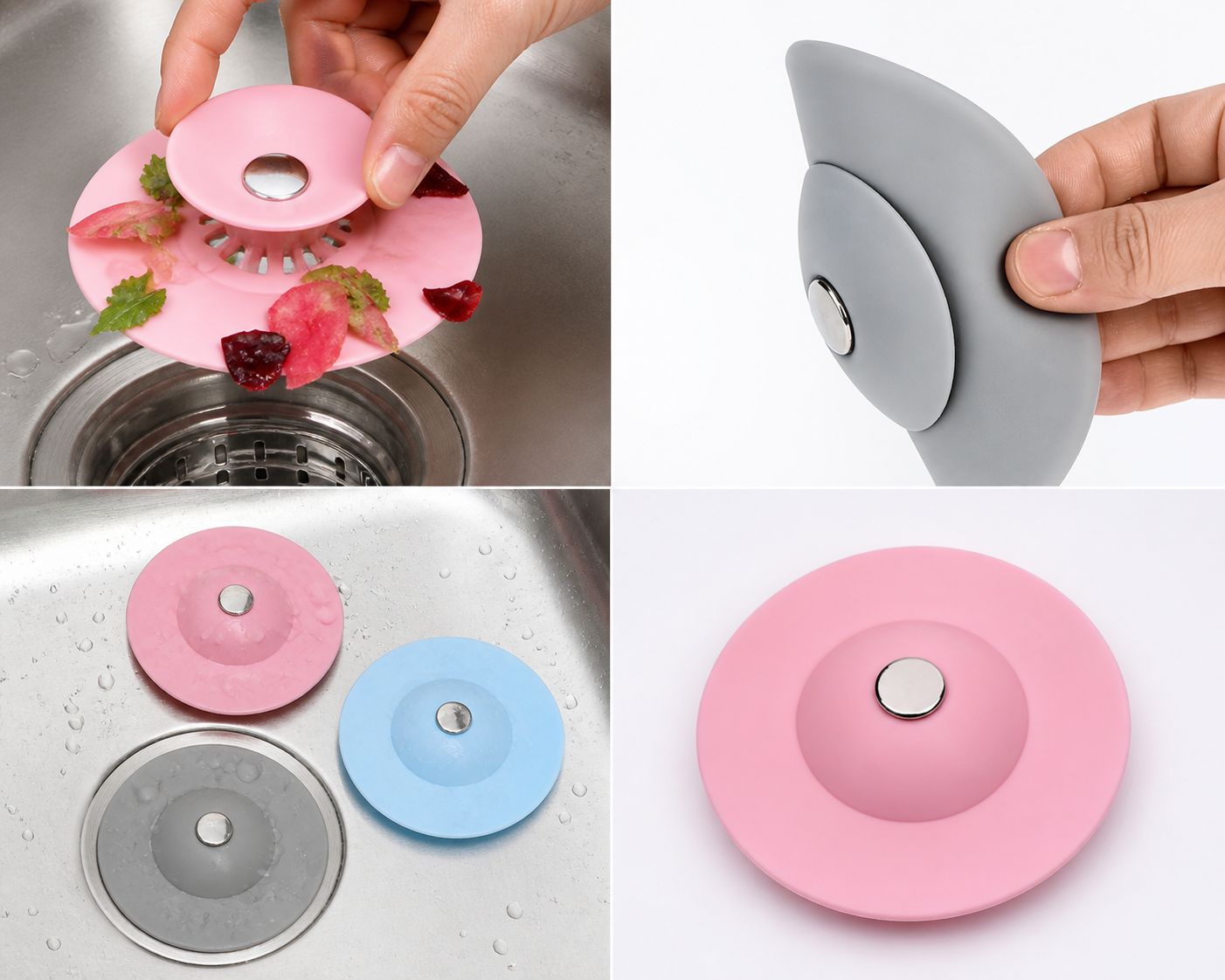 Silicone Sink Drain Strainer & Stopper ( 3-Pack)