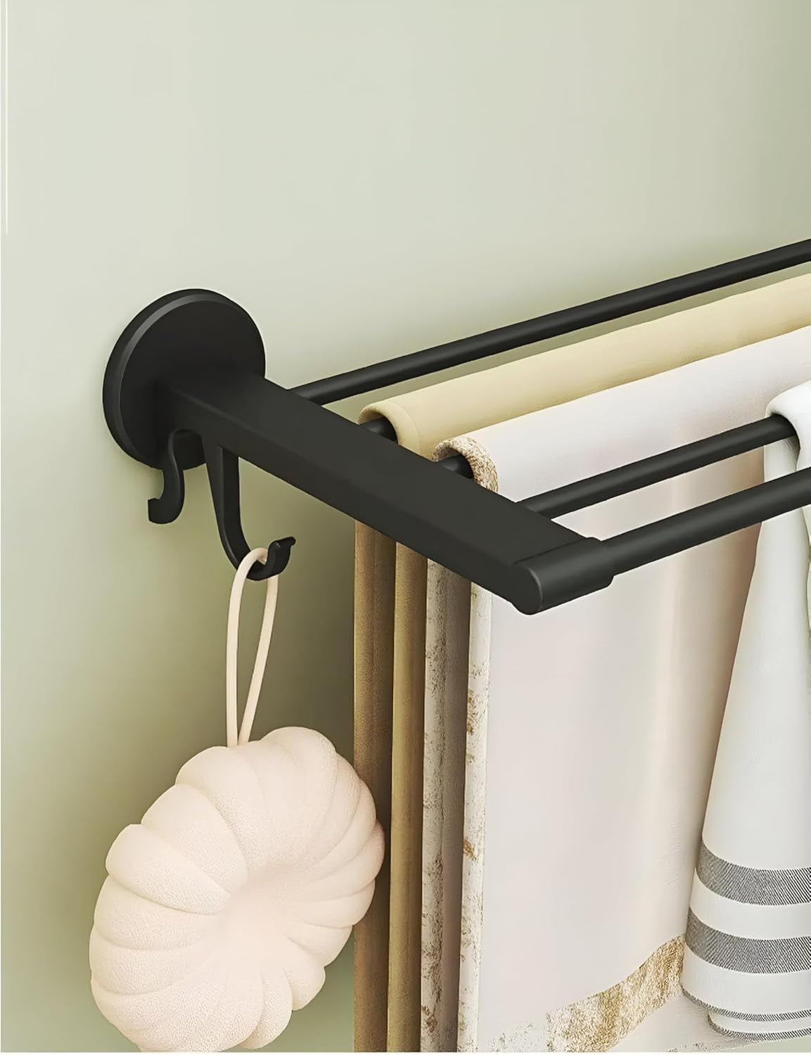 Wall Mounted Bathroom Towel Rack with Shelf & Hooks