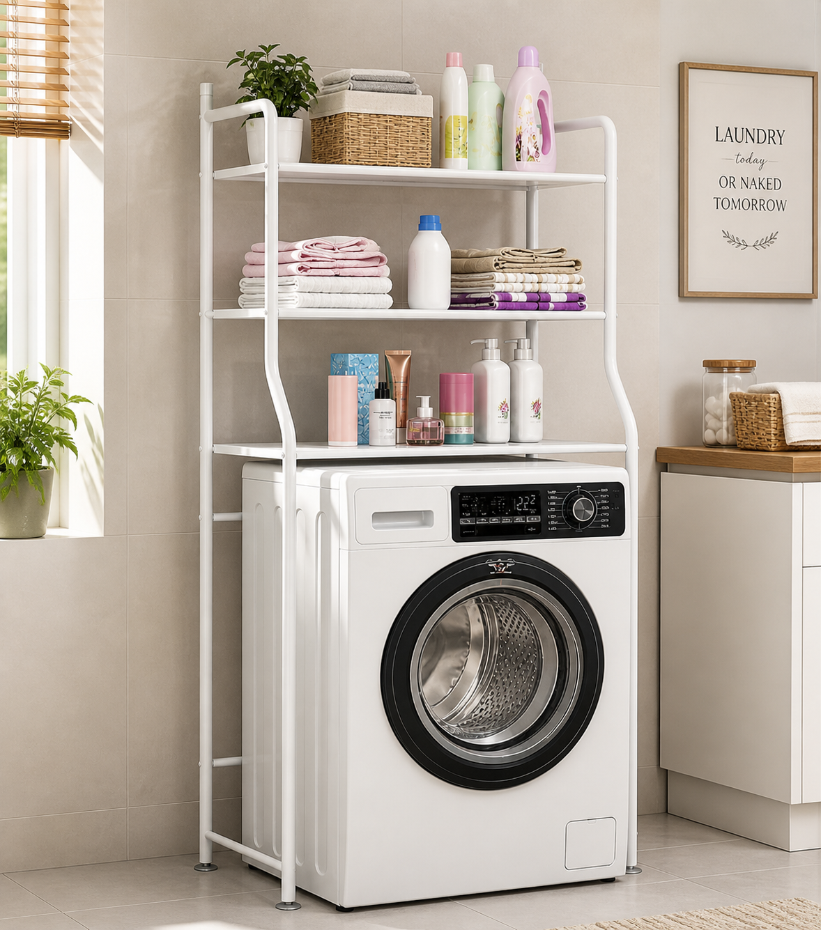 3-Tier Over Toilet & Washing Machine Storage Rack