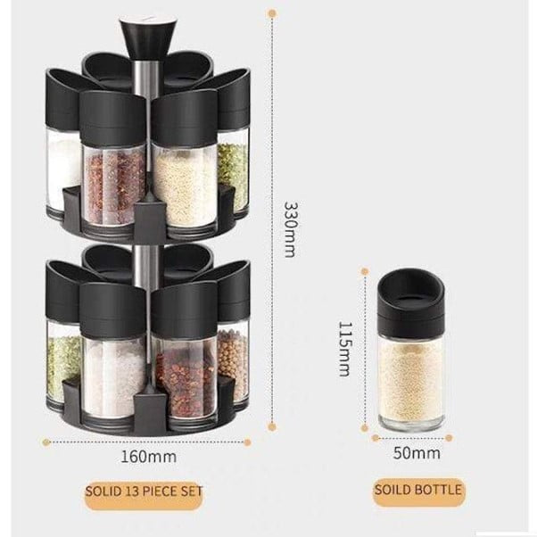 Rotating Spice Rack — 12-Jar 2-Tier Set