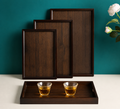 Handcrafted Wooden Serving Tray Set – Dark Walnut Finish