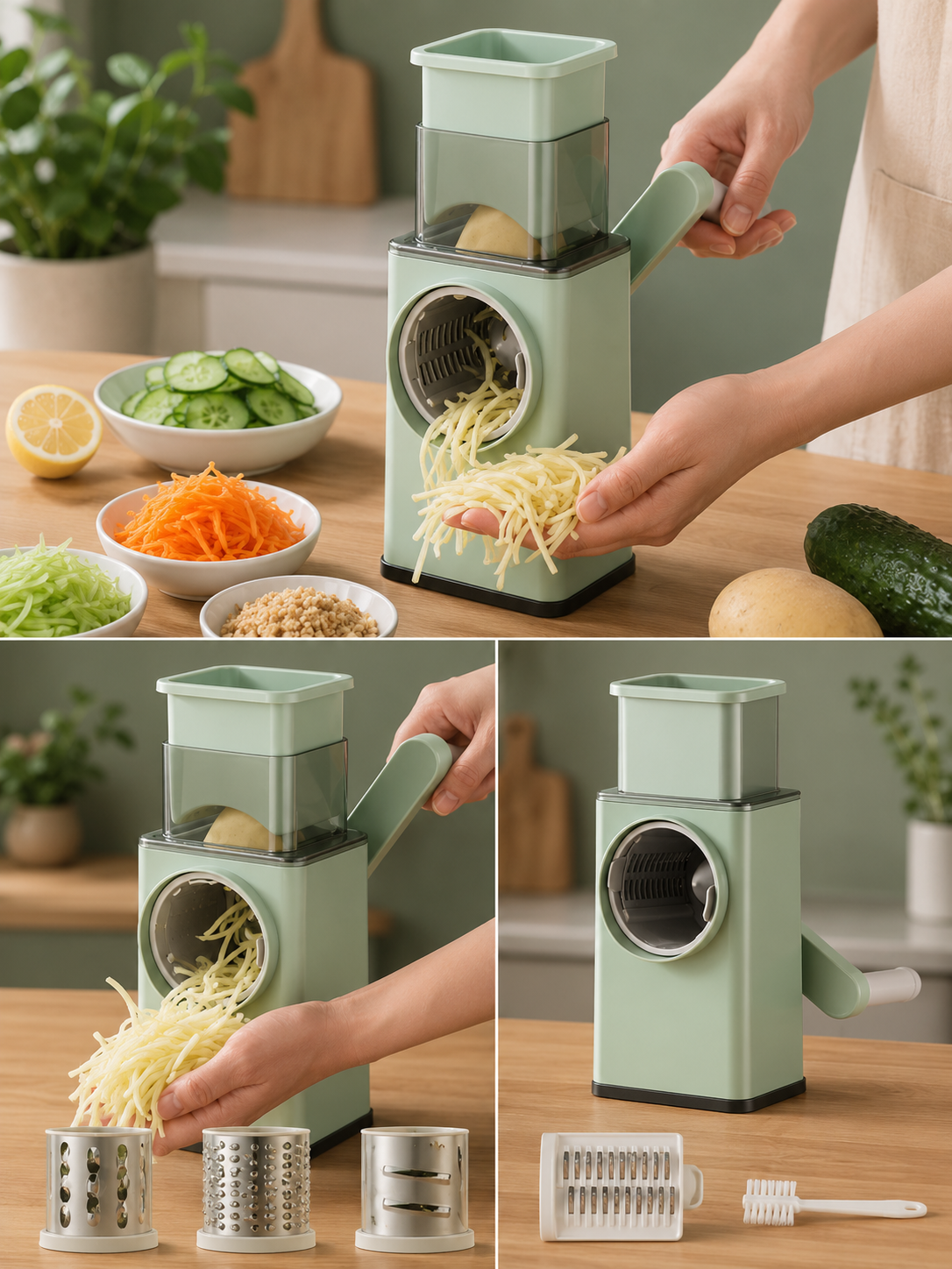 3-in-1 Rotary Vegetable Grater & Slicer