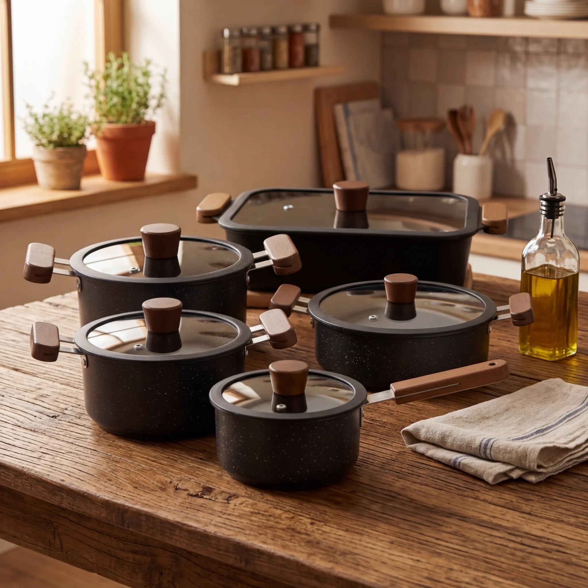 10-Piece Non-Stick Cookware Set with Glass Lids