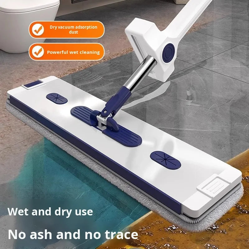 Hands-Free Microfiber Flat Mop with Foldable Bucket