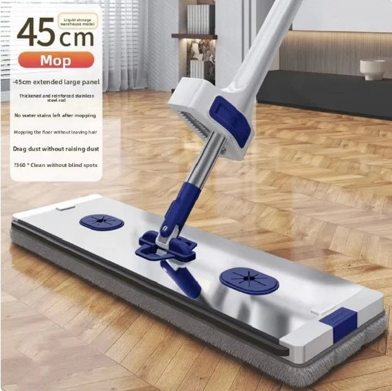 Hands-Free Microfiber Flat Mop with Foldable Bucket