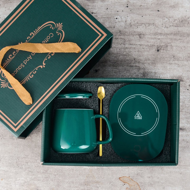Ceramic Mug Set With Warming Coaster