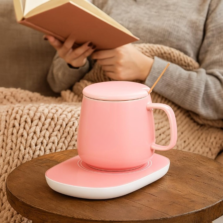 Ceramic Mug Set With Warming Coaster