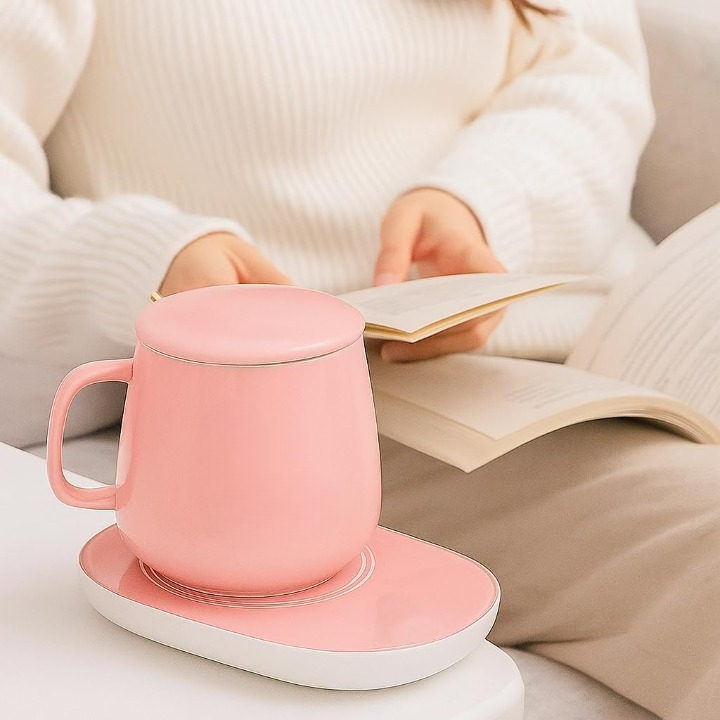 Ceramic Mug Set With Warming Coaster