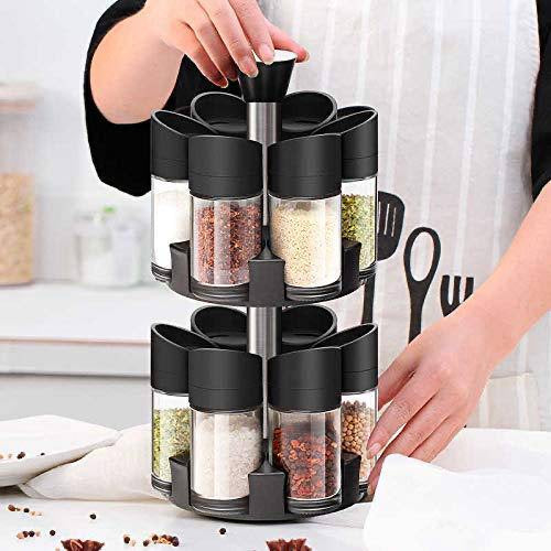 Rotating Spice Rack — 12-Jar 2-Tier Set