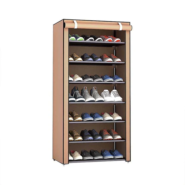 9-Layer Canvas Shoe Rack with Cover