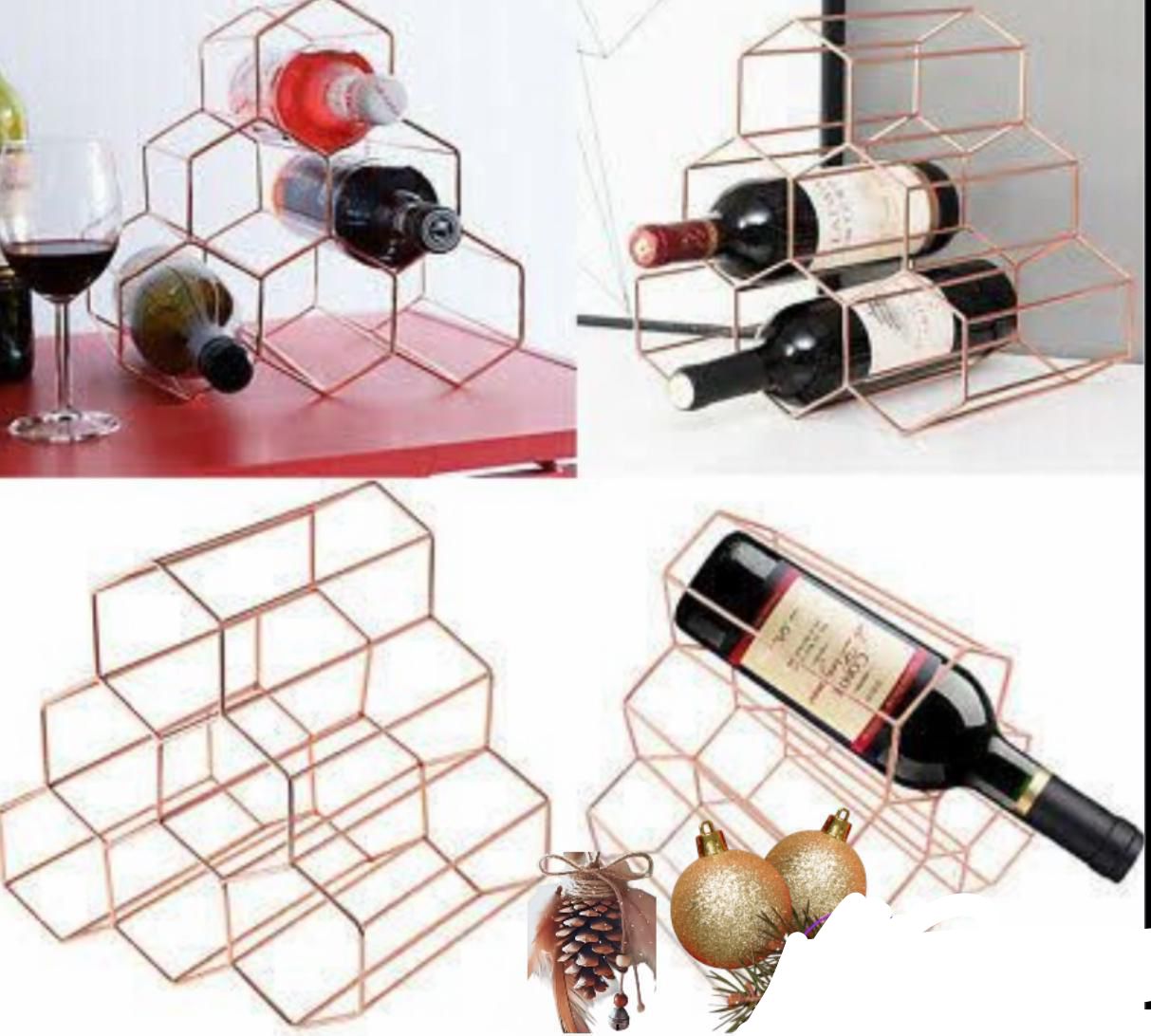 Rose Gold Hexagonal 6-Bottle Wine Rack