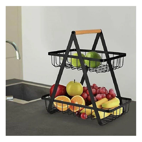2 Tier Countertop Fruit Basket Holder & Decorative Bowl Stand