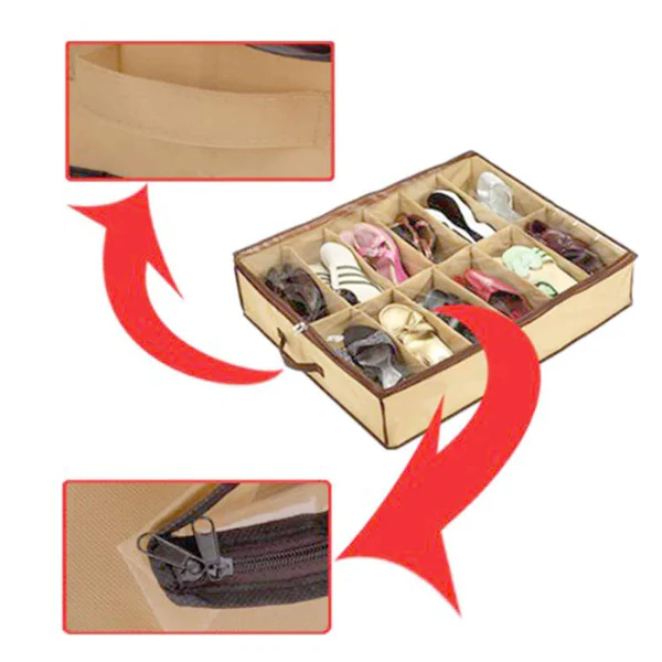 Under-Bed Shoe Organizer – Stores 12 Pairs
