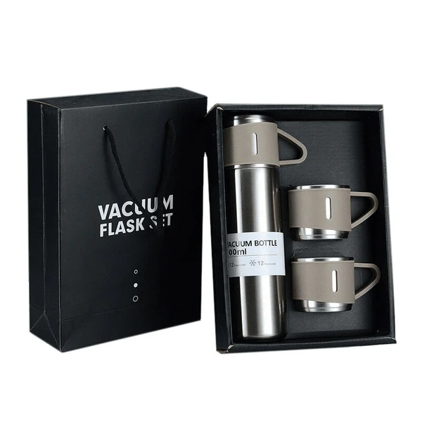 500ml Vacuum Flask Gift Set with 3 Mugs