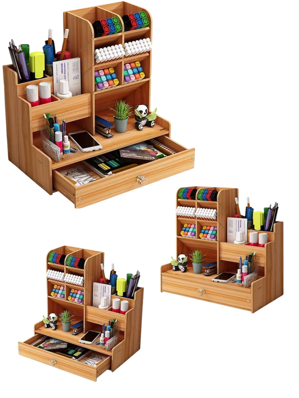 Wooden Desk Organiser with Drawer